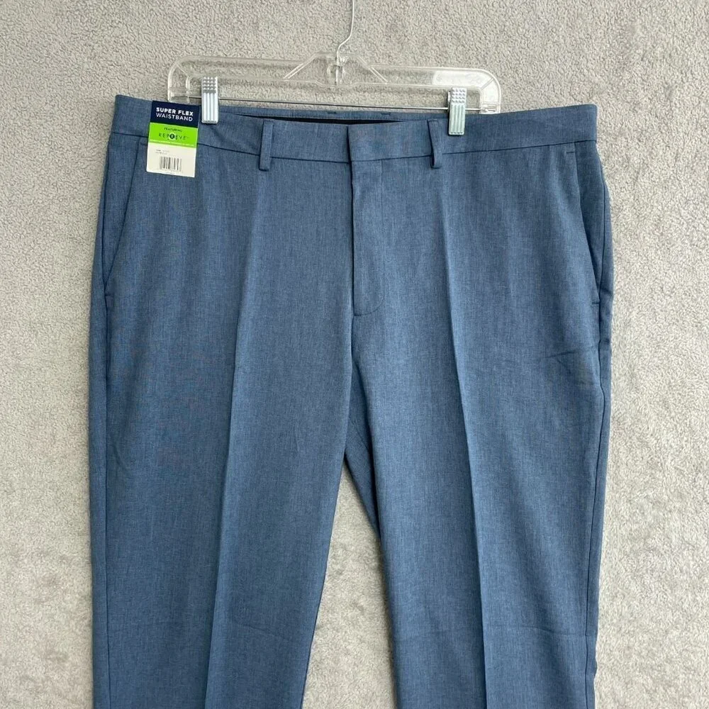 NEW Kenneth Cole Reaction Men's 40x30 Super Flex Waistband Dress Pants Blue